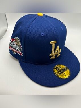 Los Angeles Dodgers 2024 World Series Champions Patch 59FIFTY Fitted Hat Size 7